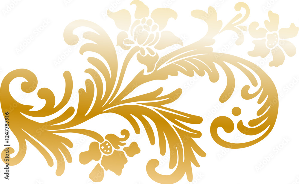 Fototapeta premium Golden vintage decorative border victorian illustration