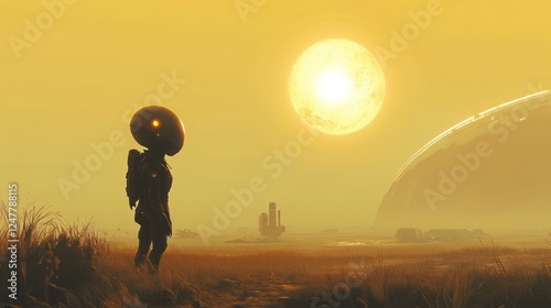 Solitary Robot on a Planet under a Giant Sun