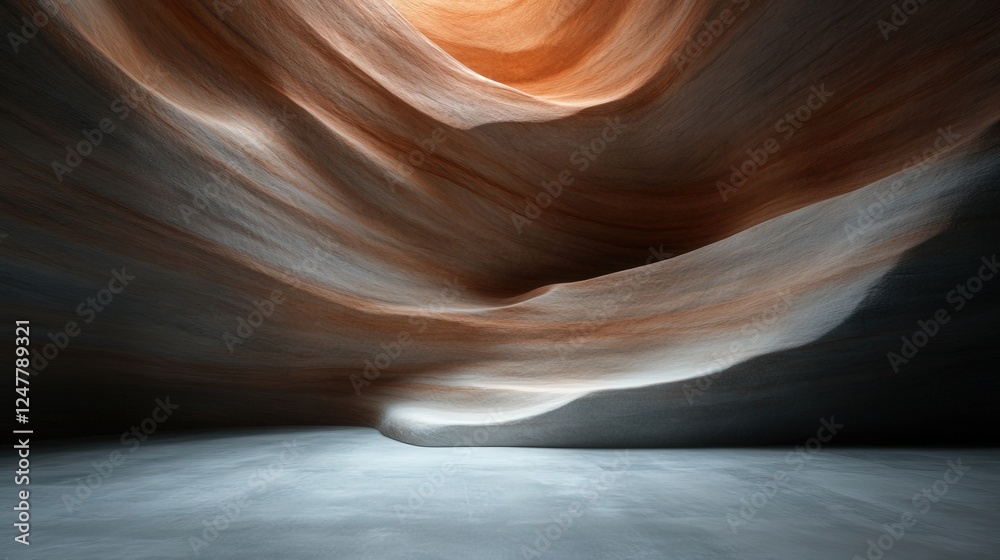 Obraz premium An abstract depiction of a canyon carved from flowing colors and light creates a tranquil yet powerful atmosphere, serving as a reflection of nature's beauty and the essence of form and space.