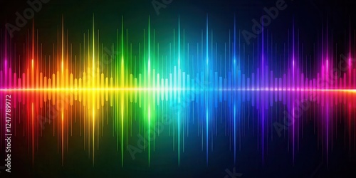 A colorful sound wave visualizer with equalizer bars and a vibrant background