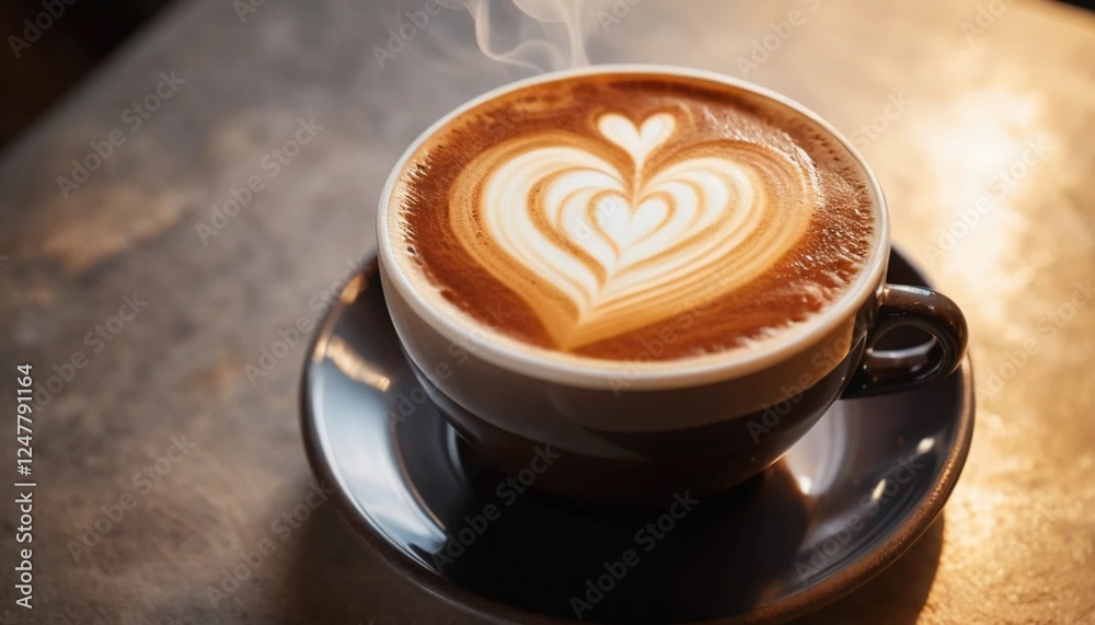 Cup of Coffee with a Heart-Shaped Latte Art Cup of Coffee with a Heart-Shaped Latte Art