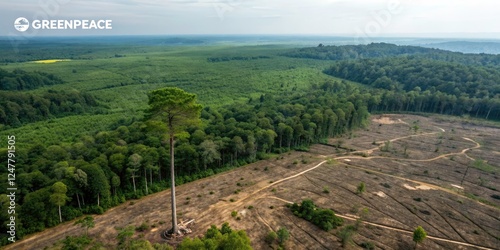 Aerial View Deforestation Greenpeace Environmental Conservation Save Trees Rainforest Destruction Climate Change