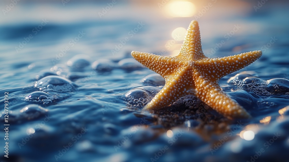 Starfish on the beach at sunset. Travel and vacation concept Starfish on the beach at sunset. Travel and vacation concept