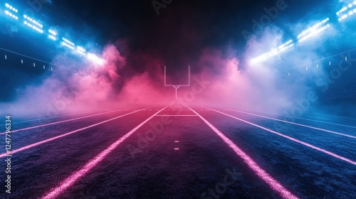 Neon Football Field Night Game Dramatic Scene