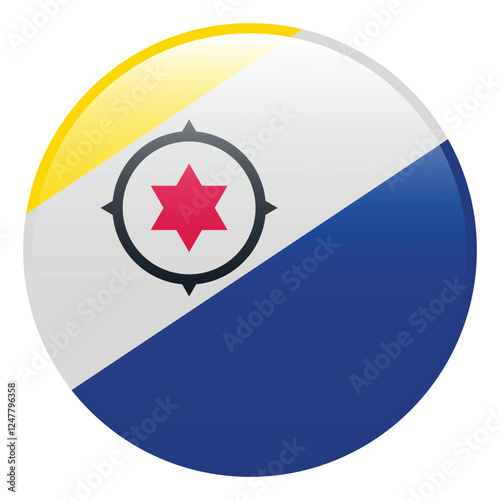 Caribisch Nederland flag. Caribisch Nederland circle flag logo icon computer vector illustration design. 3d flag.