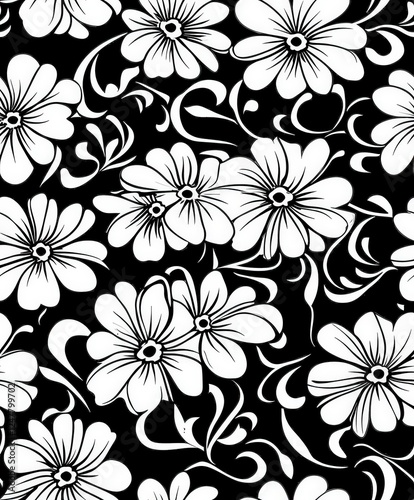 Wallpaper Mural Elegant Black and White Floral Pattern for Creative Design Projects Torontodigital.ca