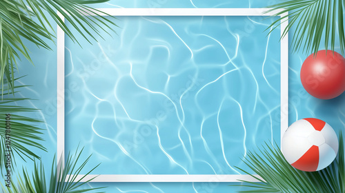 top view of summer poool background summer background with palm