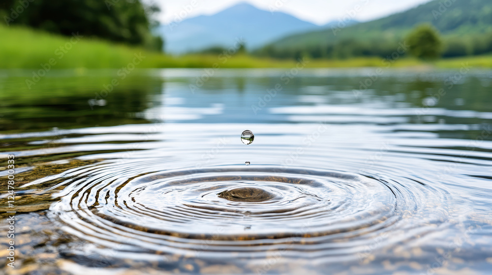 single droplet of rain creates ripples in serene pond landscape single droplet of rain creates ripples in serene pond landscape