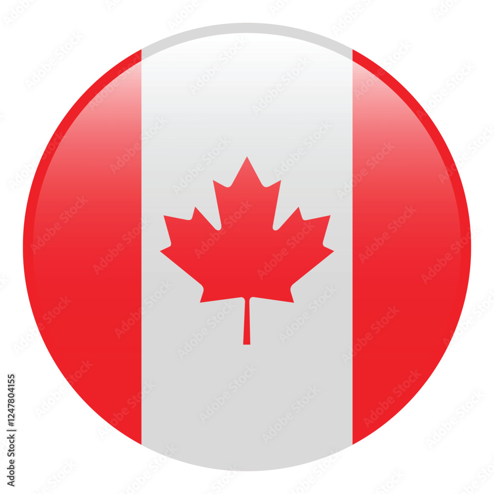 Fototapeta premium Canada flag. Canada circle flag logo icon computer vector illustration design. 3d flag.
