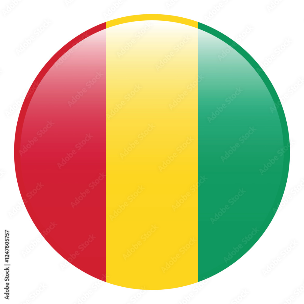 Fototapeta premium Guinea flag. Guinea circle flag logo icon computer vector illustration design. 3d flag.