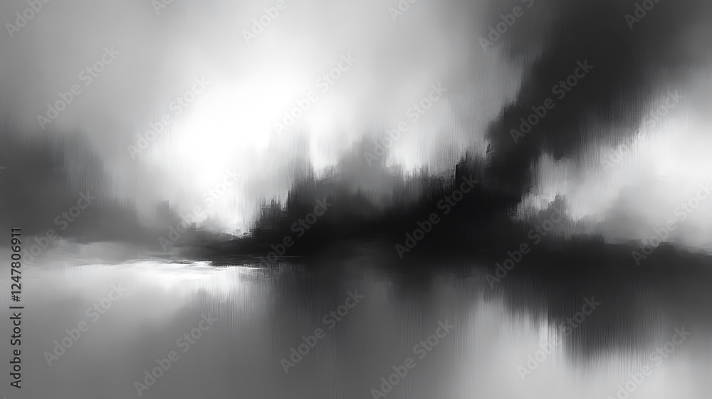Fototapeta premium Monochrome Landscape Abstract Impressionistic Painting