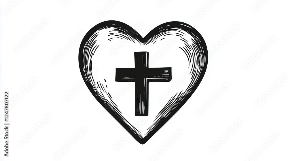 Obraz premium metal heart with a cross