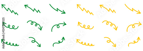 手描きのくるくる矢印とジグザグ矢印セット