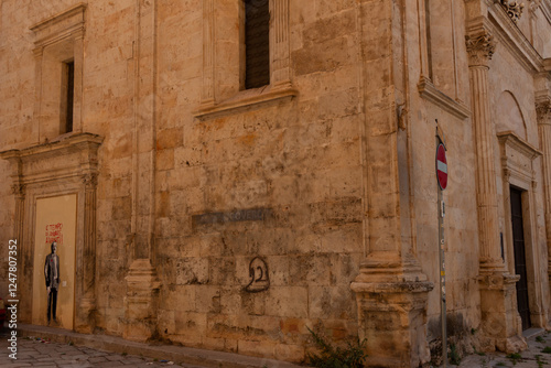 Wall of Old Building in Palermo Sicily Italy with Protest 
