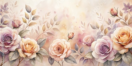 Elegant Pastel Roses and Delicate Foliage in a Watercolor Style Floral Arrangement