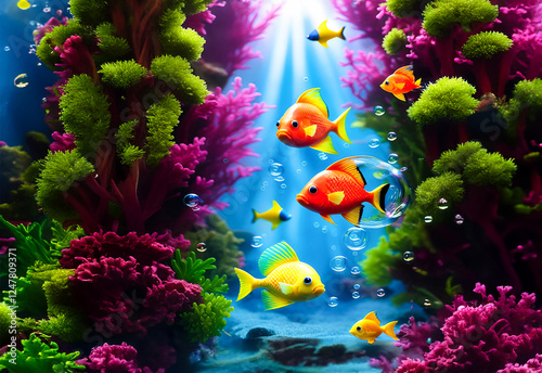 Obraz na płótnie Tropical fish and coral w salonie