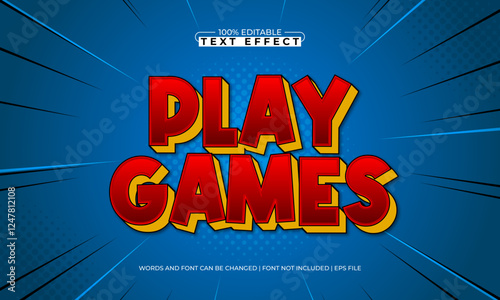 play games editable text effect with a game and kids text style