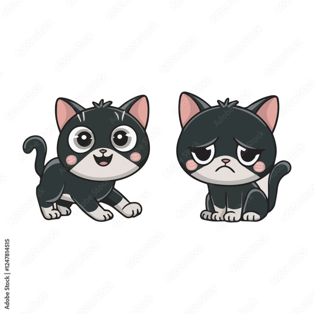 Two adorable black cats, one happy and one sad, perfect for children's décor
. Two adorable black cats, one happy and one sad, perfect for children's décor
.