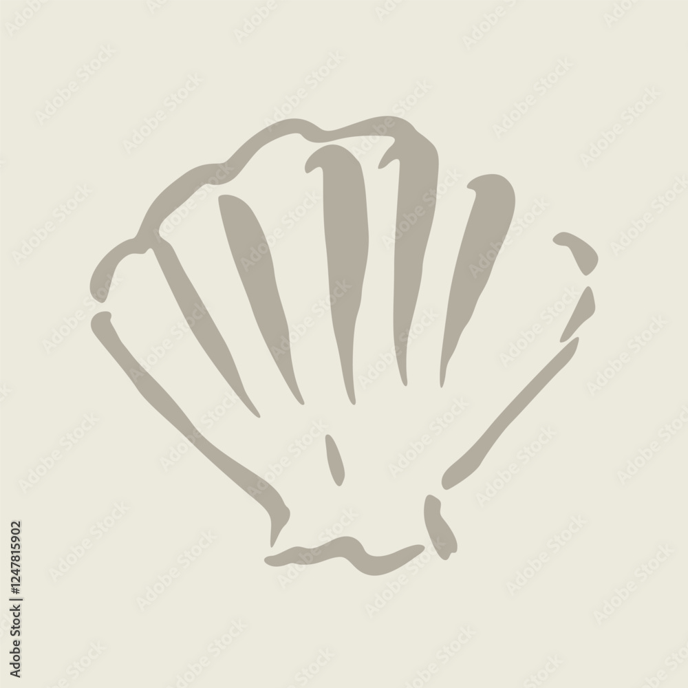 Obraz premium Sea shell logo sketch in neutral colors