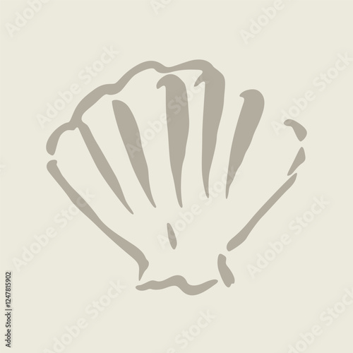 Sea shell logo sketch in neutral colors