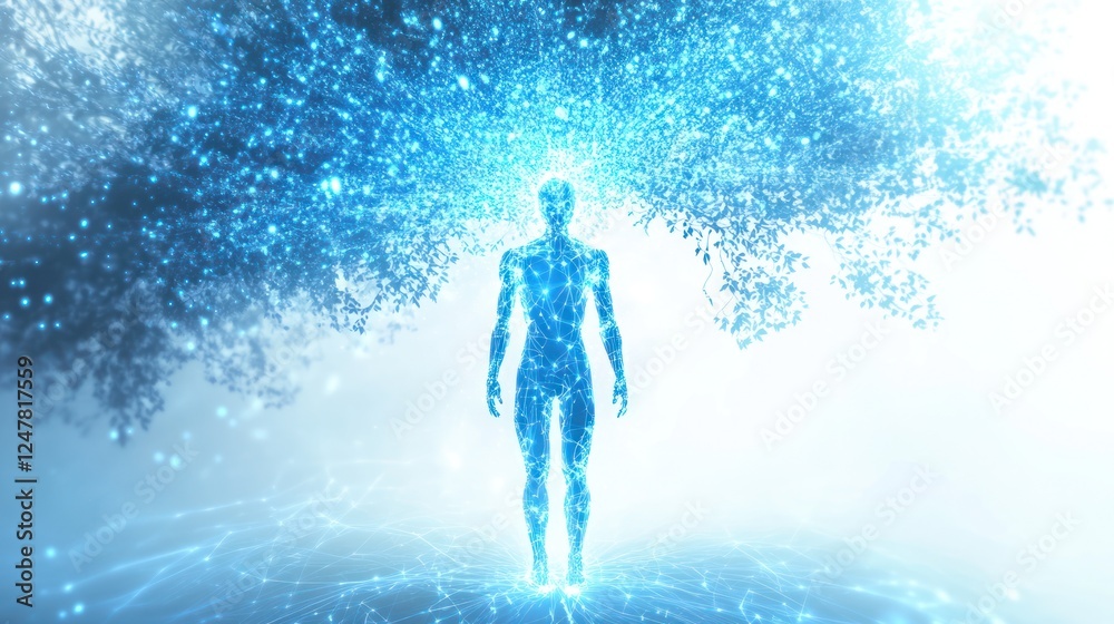 Digital Human Energy Tree Network, Abstract Concept Digital Human Energy Tree Network, Abstract Concept