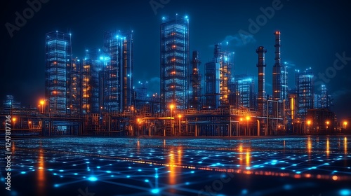 Wallpaper Mural Futuristic Industrial Cityscape Illuminated At Night Torontodigital.ca