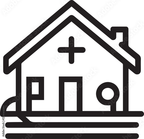 Simple house logo on black and white background