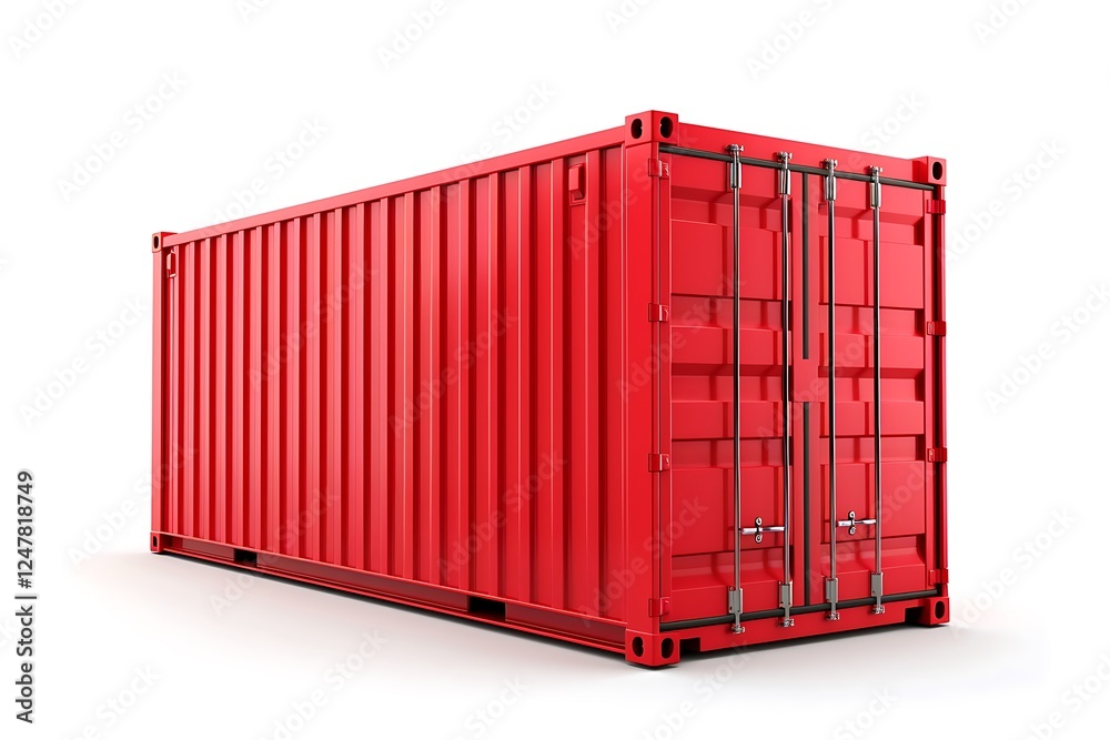 Red Cargo Container isolated on white background Red Cargo Container isolated on white background