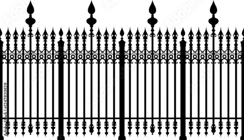Decorative iron fence silhouette