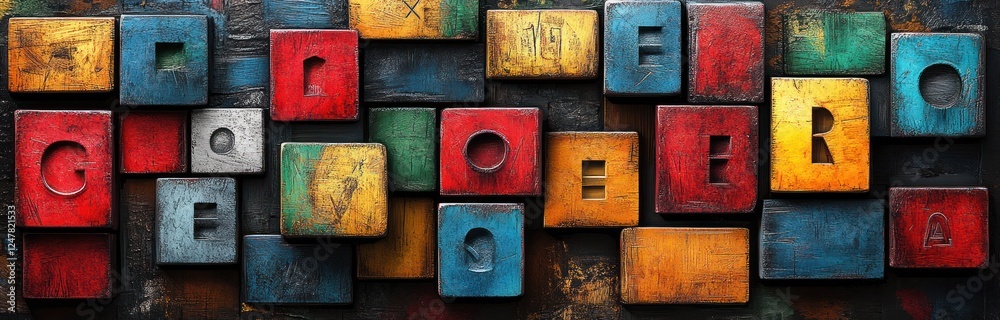 Written Wonders: An Abstract Typography and Letterforms Image Showcasing the Beauty and Intricacies of Language with Bold Colors and Textures Written Wonders: An Abstract Typography and Letterforms Image Showcasing the Beauty and Intricacies of Language with Bold Colors and Textures