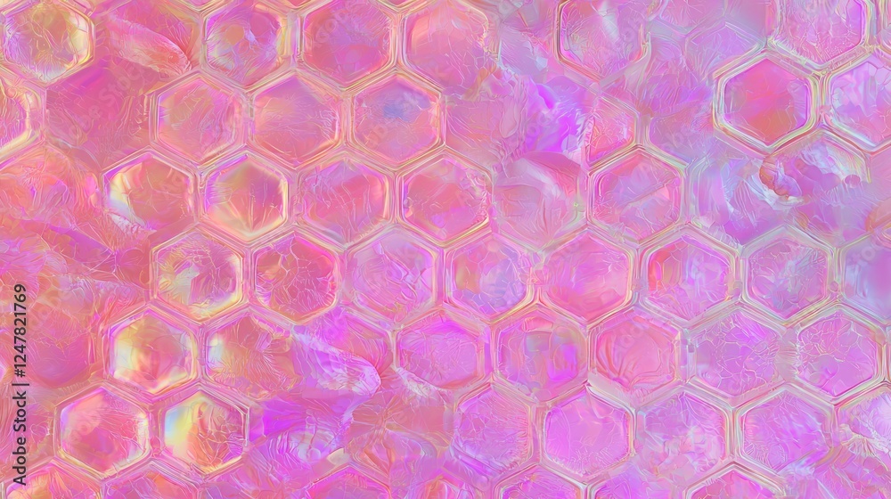 Fototapeta premium Neon Fractal Honeycomb Mosaic - Ultra-Detailed Cinematic Pattern of Vibrant Cells