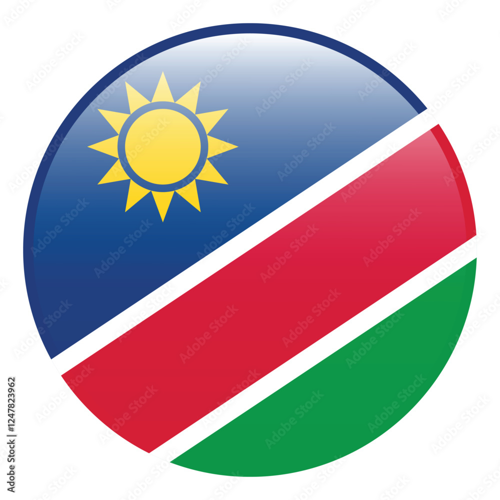 Namibia flag. Namibia circle flag 3d logo icon computer vector illustration design Namibia flag. Namibia circle flag 3d logo icon computer vector illustration design