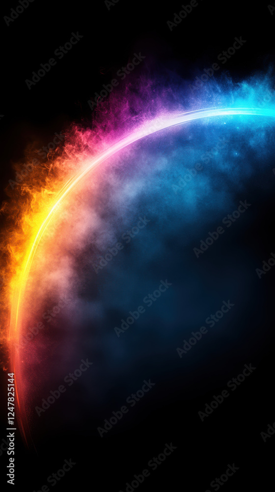 Fototapeta premium Futuristic glowing arc with vibrant colors and smooth metallic gradient