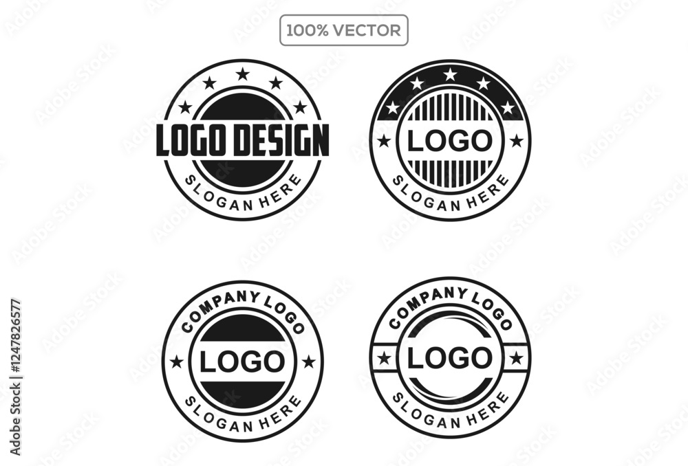 Design graphic badge logo vector set in retro vintage style. Premium quality. Emblem template