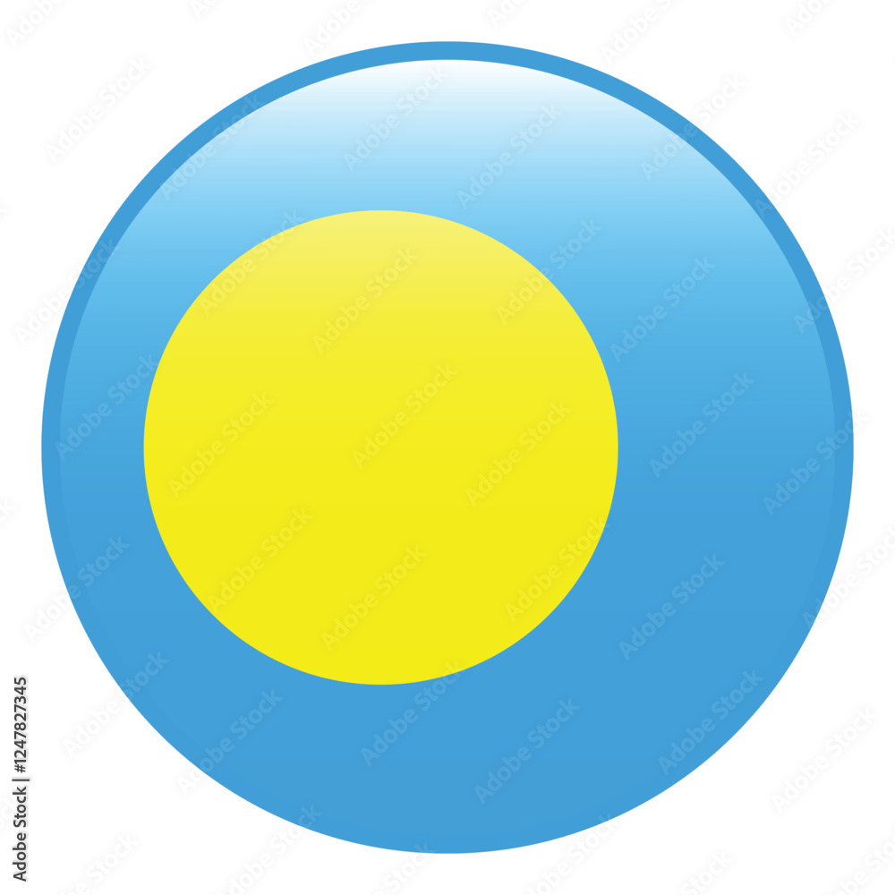 Palau flag. Palau circle flag 3d logo icon computer vector illustration design Palau flag. Palau circle flag 3d logo icon computer vector illustration design
