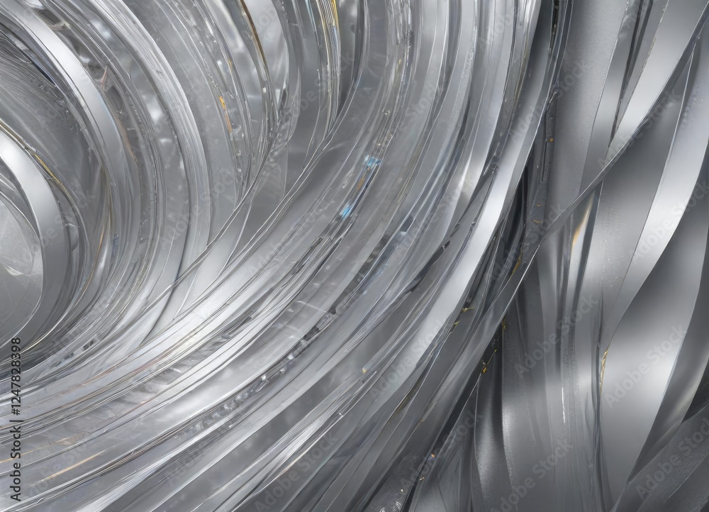 Fototapeta premium Elegant silver abstract design with layered patterns of translucent colors, cloudy, soft