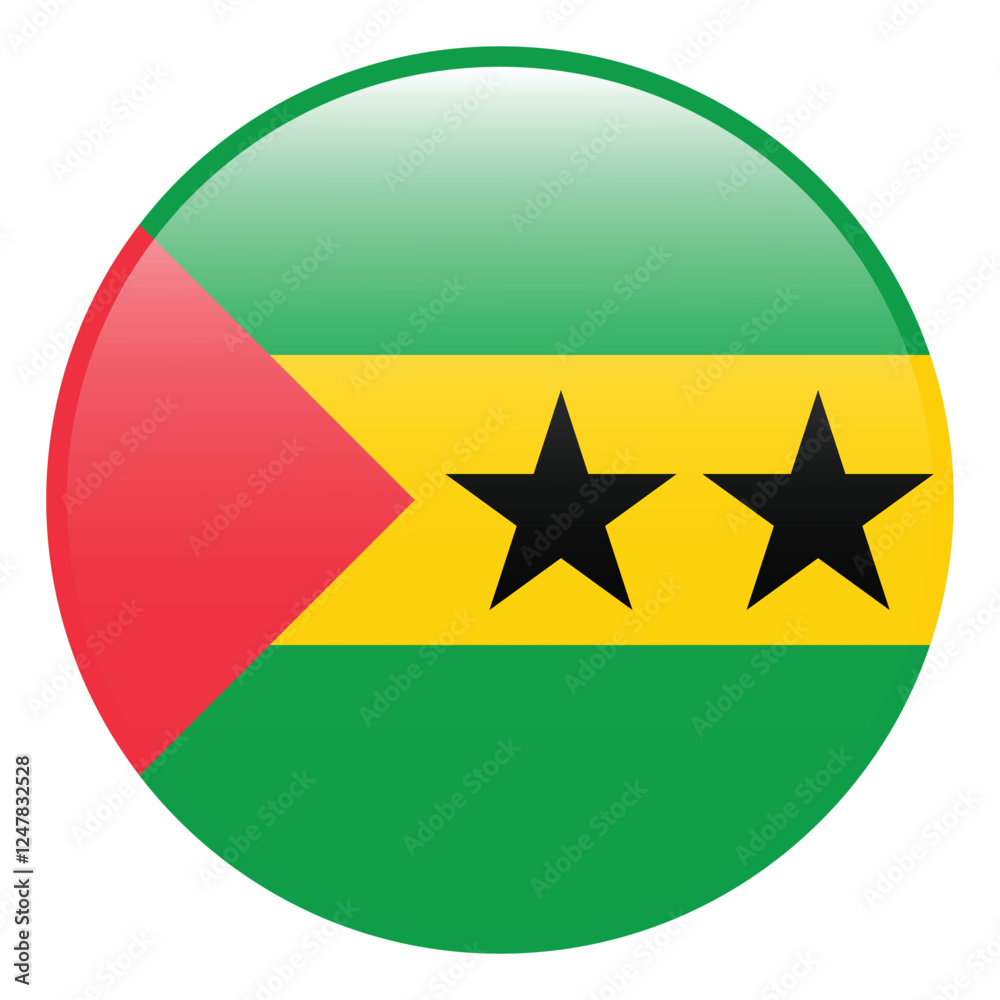 SAO Tome and Principe flag. SAO Tome and Principe circle flag logo 3d icon computer vector illustration design SAO Tome and Principe flag. SAO Tome and Principe circle flag logo 3d icon computer vector illustration design