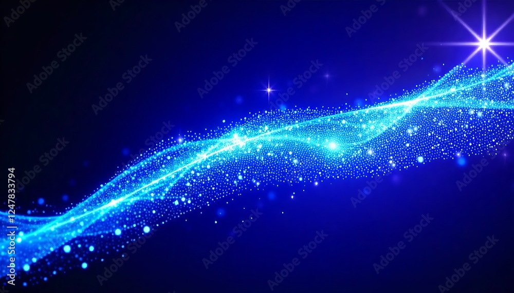 Fototapeta premium Abstract Blue Light Wave with Glowing Particles – Futuristic Digital Background