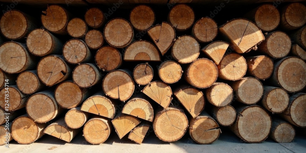 A Stack of Circular Wood Logs, Showing the Annual Rings and Natural Texture of the Timber, Arranged in a Dense and Tight Formation Against a Dark Background A Stack of Circular Wood Logs, Showing the Annual Rings and Natural Texture of the Timber, Arranged in a Dense and Tight Formation Against a Dark Background