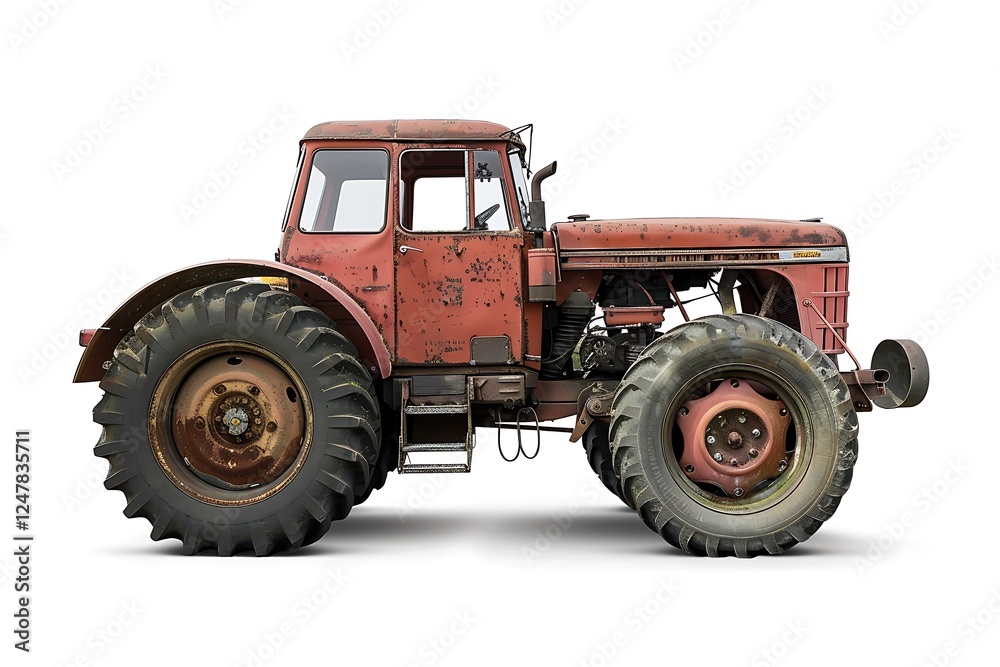 Red Tractor isolated on white background Red Tractor isolated on white background