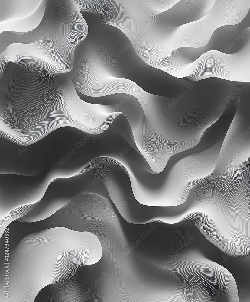 Fototapeta premium Abstract Grey Wavy Patterns with Smooth Flowing Lines and Textures