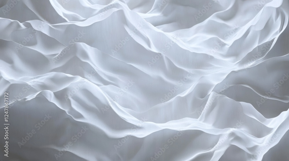 Obraz premium White fabric waves, abstract background, studio shot, design texture