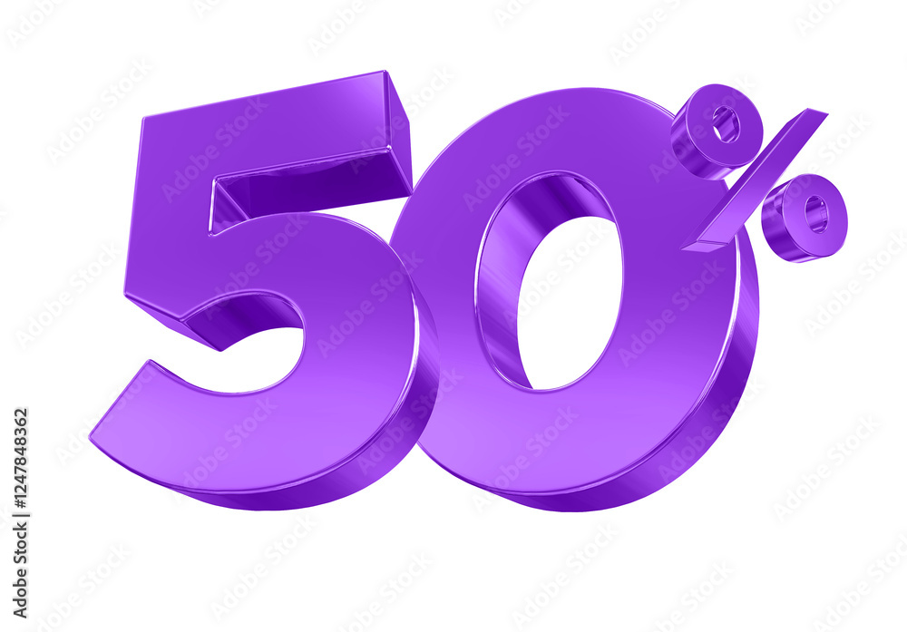 50 Percent Off Purple 3d Number 50 Percent Off Purple 3d Number