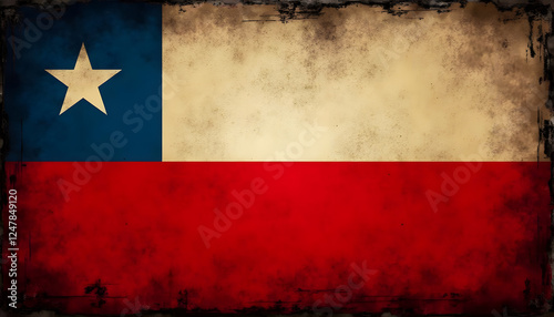 Chile Flag in Grunge Style, Image for Design Projects
