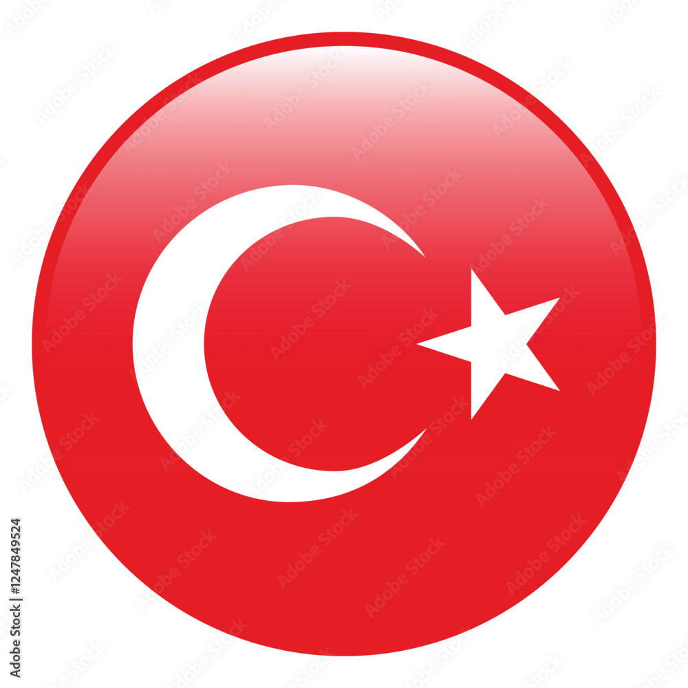 Fototapeta premium Turkey flag. Turkey circle flag 3d logo icon computer vector illustration design