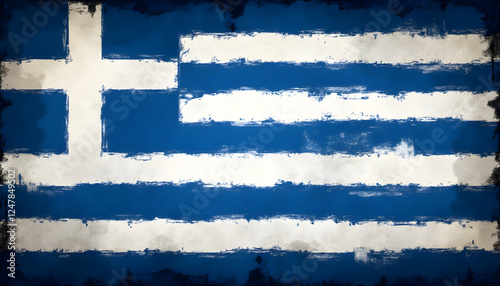 Greece Flag in Grunge Style, Image for Design Projects
