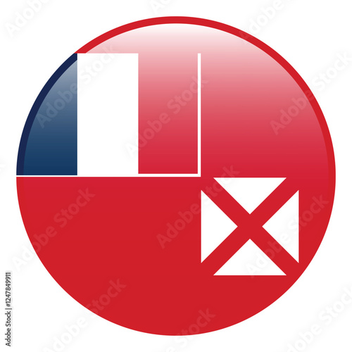 Wallis and Futuna flag. Wallis and Futuna circle flag 3d logo icon computer vector illustration design photo