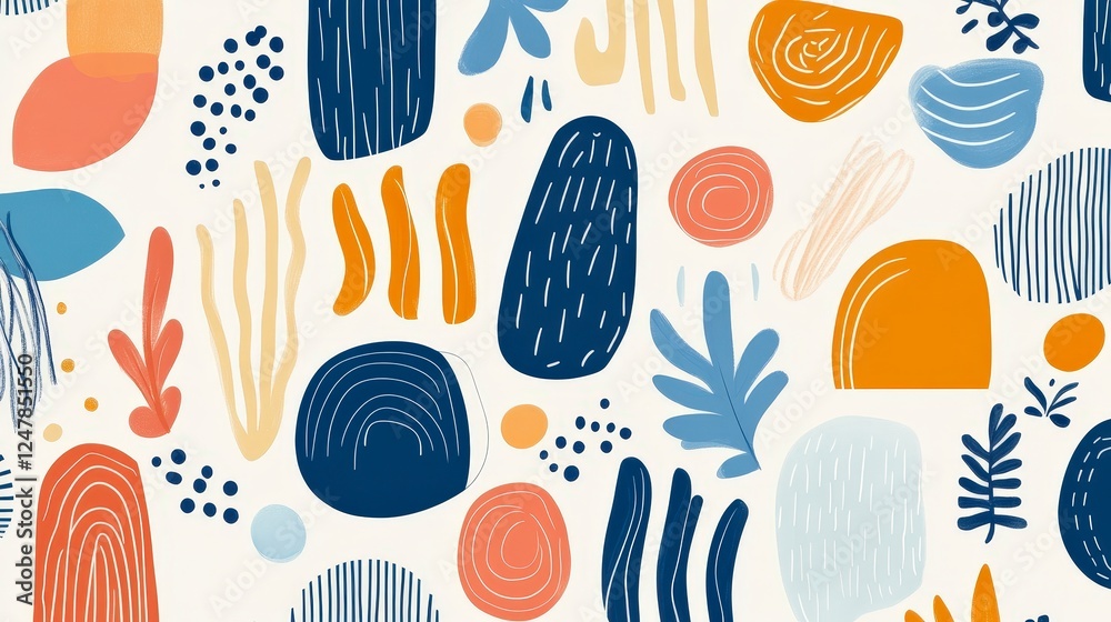 Abstract Colorful Shapes and Patterns on a Light Background Abstract Colorful Shapes and Patterns on a Light Background