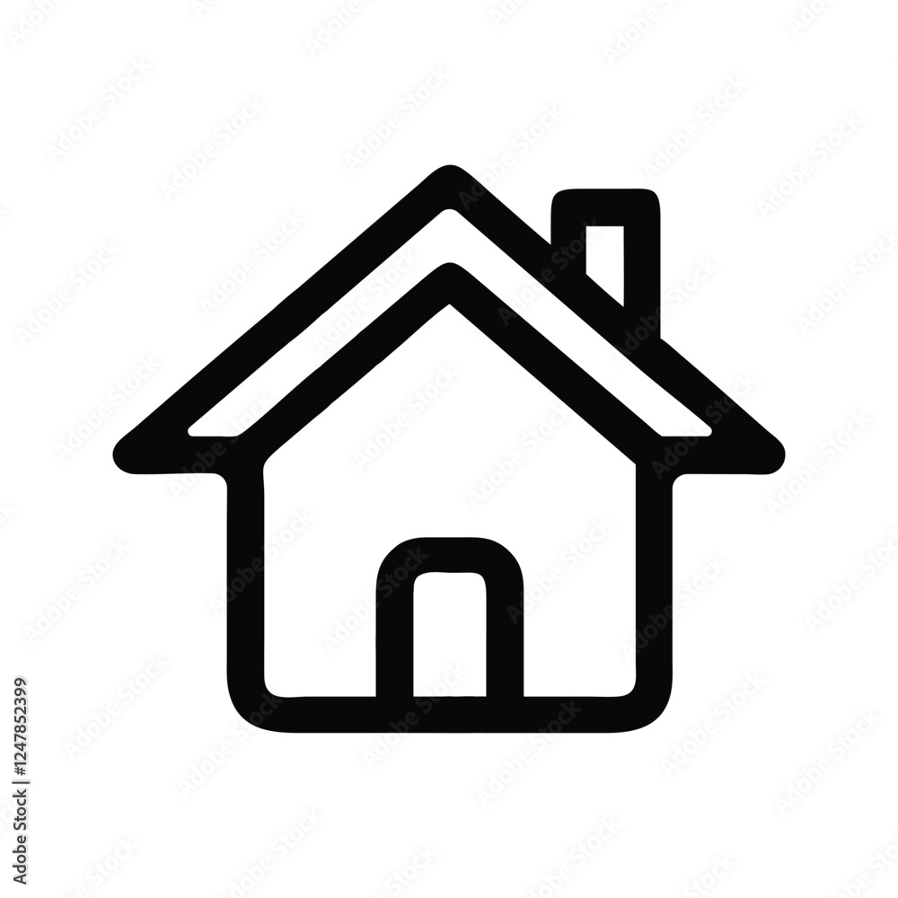 House icon on white background. Simple black line art illustration of a house. Home icon silhouette vector illustration. House icon on white background. Simple black line art illustration of a house. Home icon silhouette vector illustration.