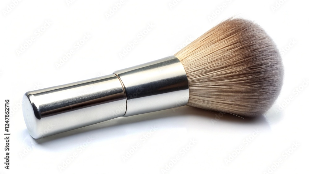silver makeup brush isolated on white background silver makeup brush isolated on white background